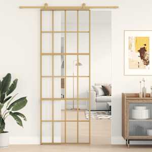 vidaXL liuguks, kuldne, 76x205 cm, l&auml;bipaistev ESG-klaas ja alumiinium