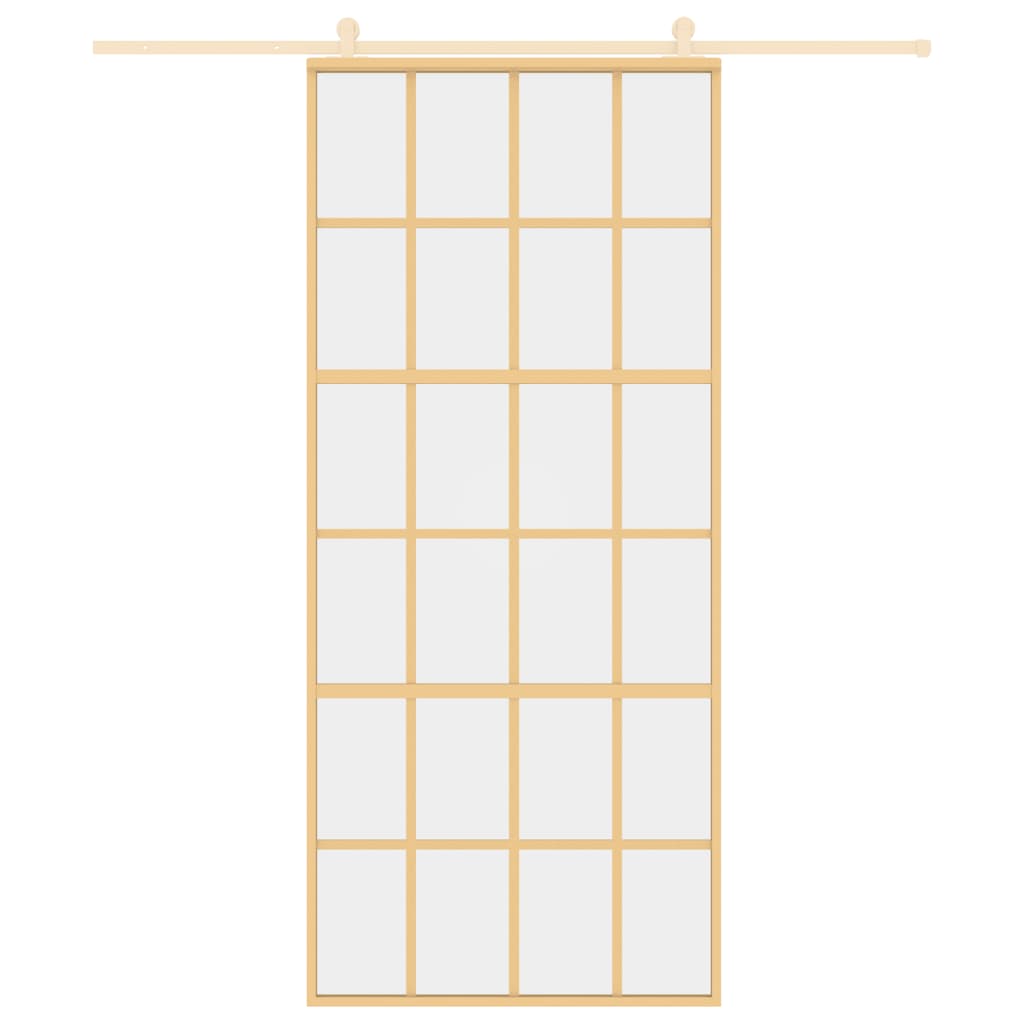 vidaXL Schuifdeur 90x205 cm helder ESG-glas en aluminium goudkleurig afbeelding