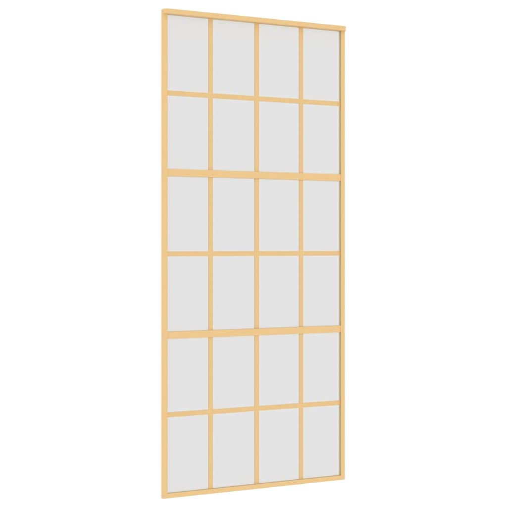 vidaXL Posuvné dveře zlaté 90 x 205 cm mléčné ESG sklo a hliník