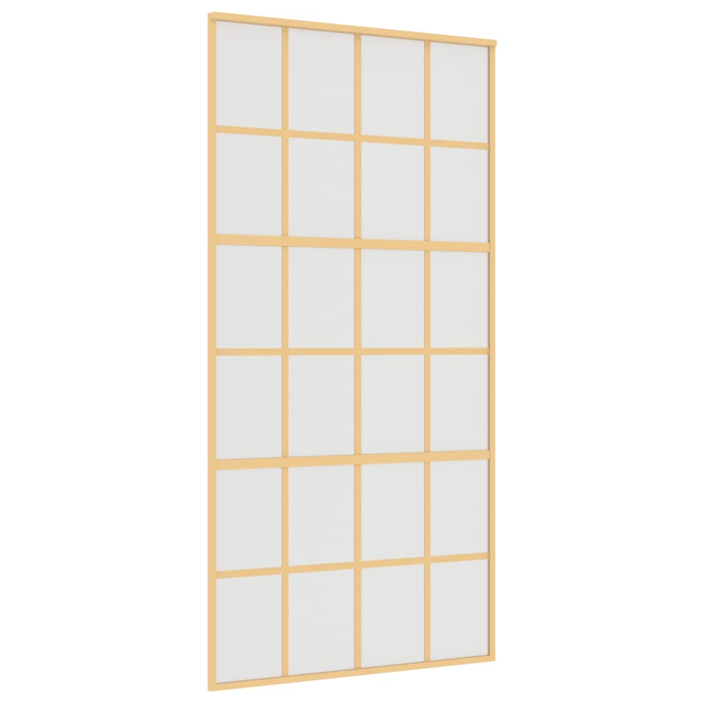 vidaXL Schuifdeur 102,5x205 cm mat ESG-glas en aluminium goudkleurig