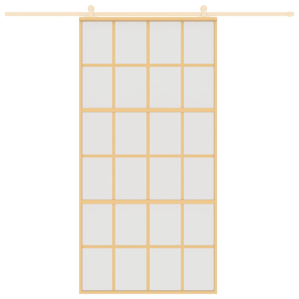 vidaXL Schuifdeur 102,5x205 cm mat ESG-glas en aluminium goudkleurig afbeelding
