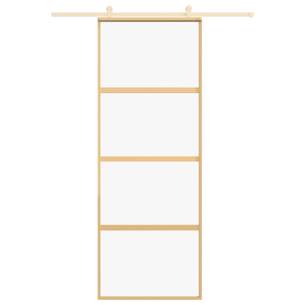 vidaXL Schuifdeur 76x205 cm helder ESG-glas en aluminium goudkleurig afbeelding