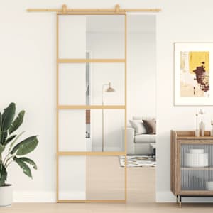 vidaXL liuguks, kuldne, 76x205 cm, l&auml;bipaistev ESG-klaas ja alumiinium