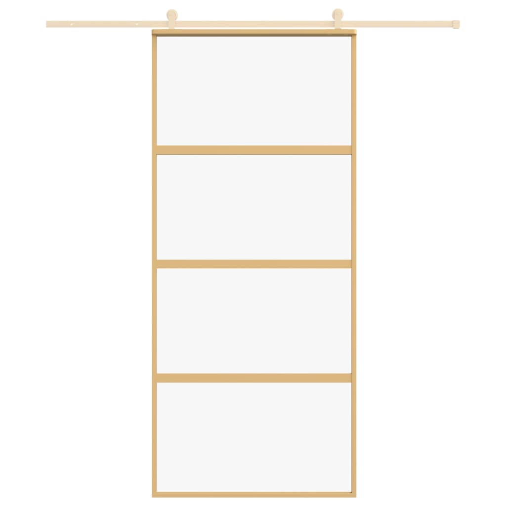 vidaXL Ușă glisantă, auriu, 90x205 cm, sticlă ESG mată și aluminiu