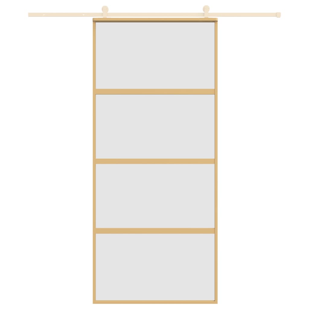 vidaXL Schuifdeur 90x205 cm mat ESG-glas en aluminium goudkleurig afbeelding