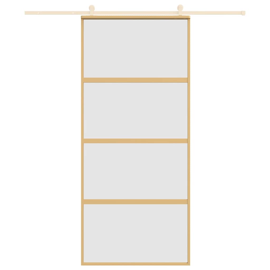 vidaXL Schuifdeur 90x205 cm mat ESG-glas en aluminium goudkleurig