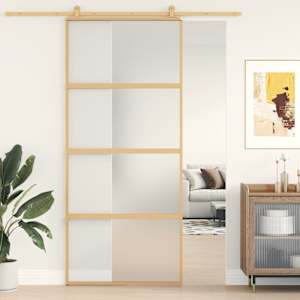 vidaXL liuguks, kuldne, 90x205 cm, matt ESG-klaas ja alumiinium