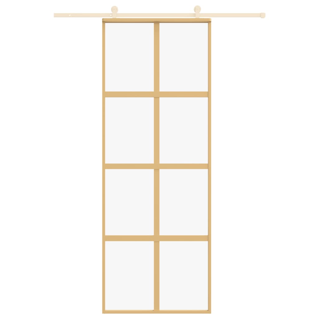 vidaXL Schuifdeur 76x205 cm helder ESG-glas en aluminium goudkleurig afbeelding