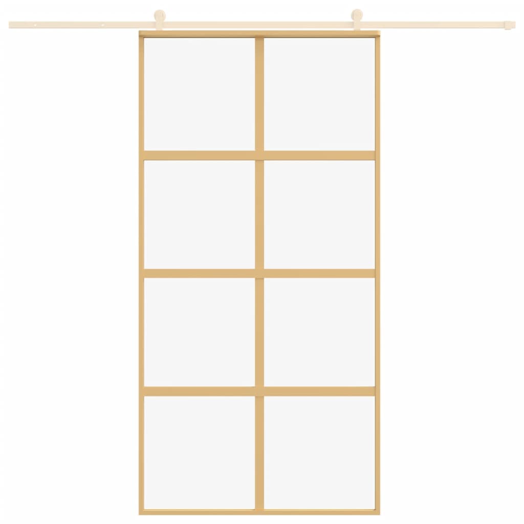 vidaXL Schuifdeur 102,5x205 cm helder ESG-glas en aluminium goudkleur afbeelding