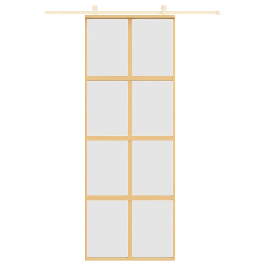 vidaXL Schuifdeur 76x205 cm mat ESG-glas en aluminium goudkleurig