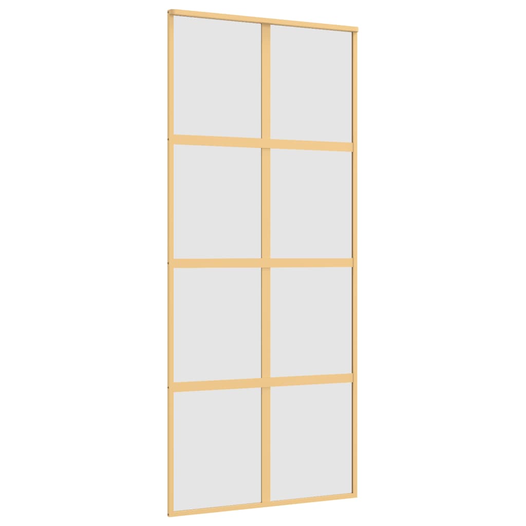 vidaXL Posuvné dveře zlaté 90 x 205 cm mléčné ESG sklo a hliník