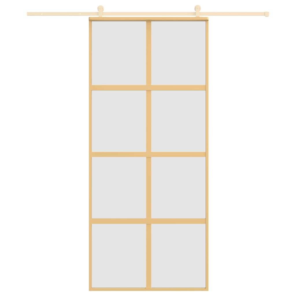 vidaXL Schuifdeur 90x205 cm mat ESG-glas en aluminium goudkleurig afbeelding