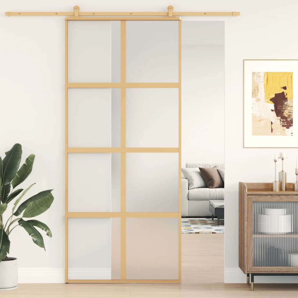 Schiebetür Golden 90×205 cm Matt ESG-Glas und Aluminium