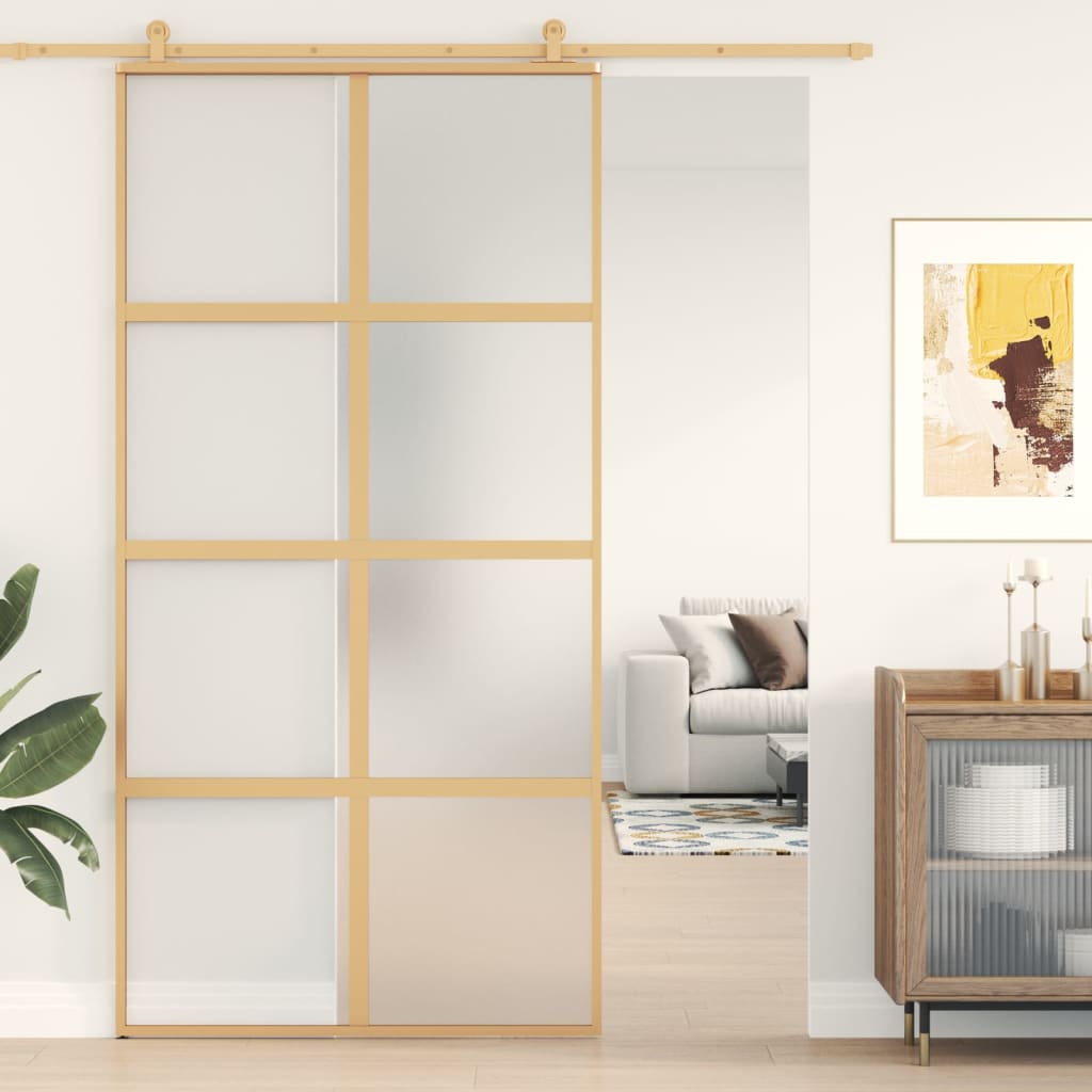 vidaXL Schiebetür Golden 102,5x205 cm Matt ESG-Glas und Aluminium