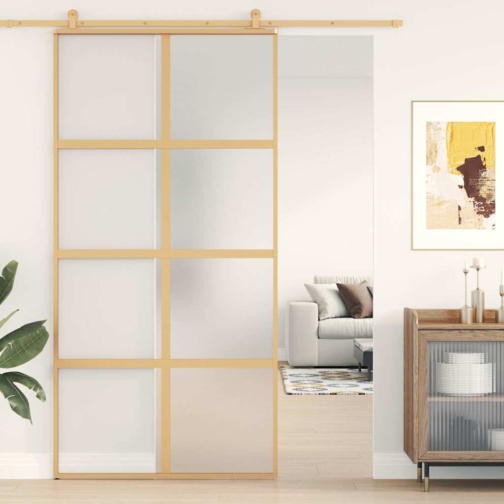 Thumbnail - vidaXL Schiebetür Golden 102,5x205 cm Matt ESG-Glas und Aluminium