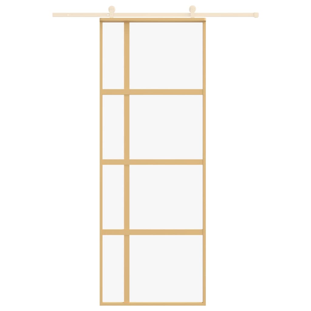 vidaXL Schuifdeur 76x205 cm helder ESG-glas en aluminium goudkleurig afbeelding