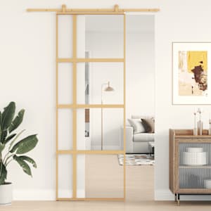 vidaXL liuguks, kuldne, 76x205 cm, l&auml;bipaistev ESG-klaas ja alumiinium