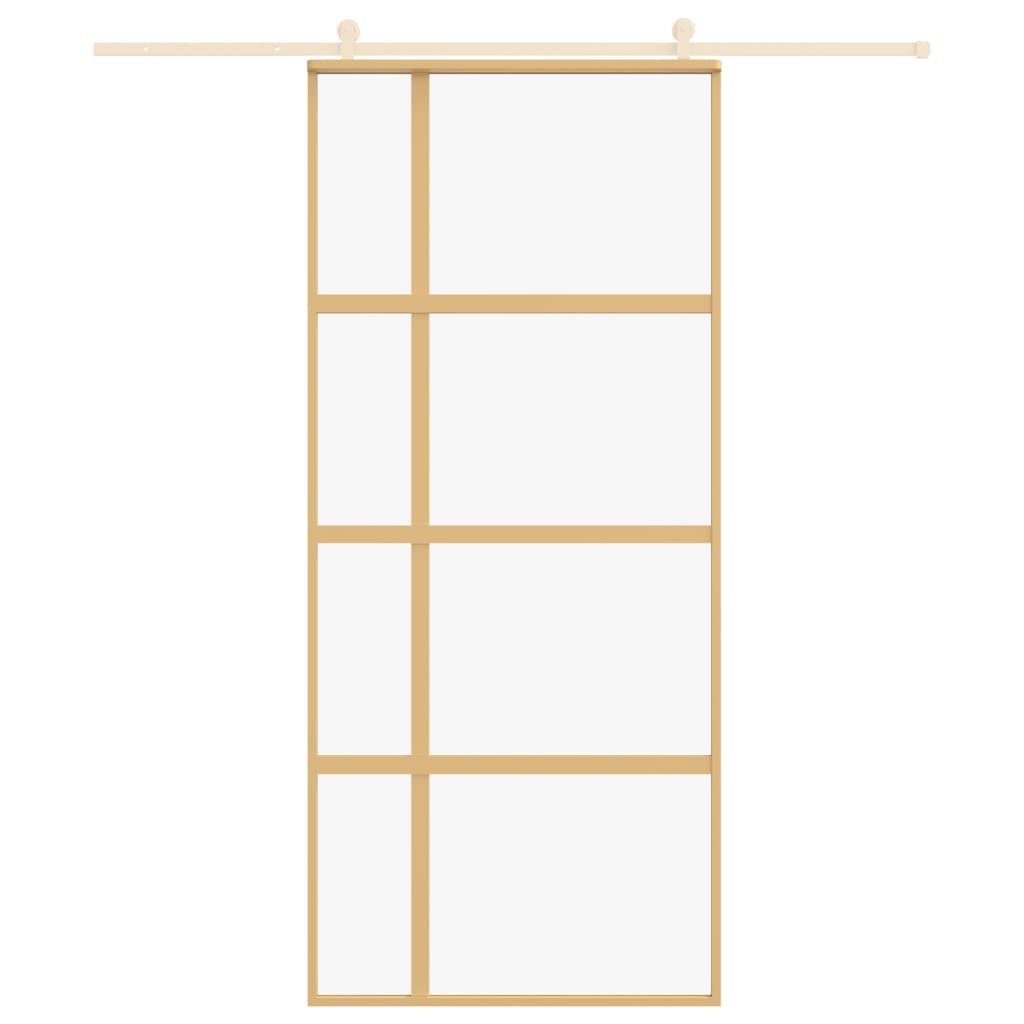 vidaXL Schuifdeur 90x205 cm helder ESG-glas en aluminium goudkleurig afbeelding