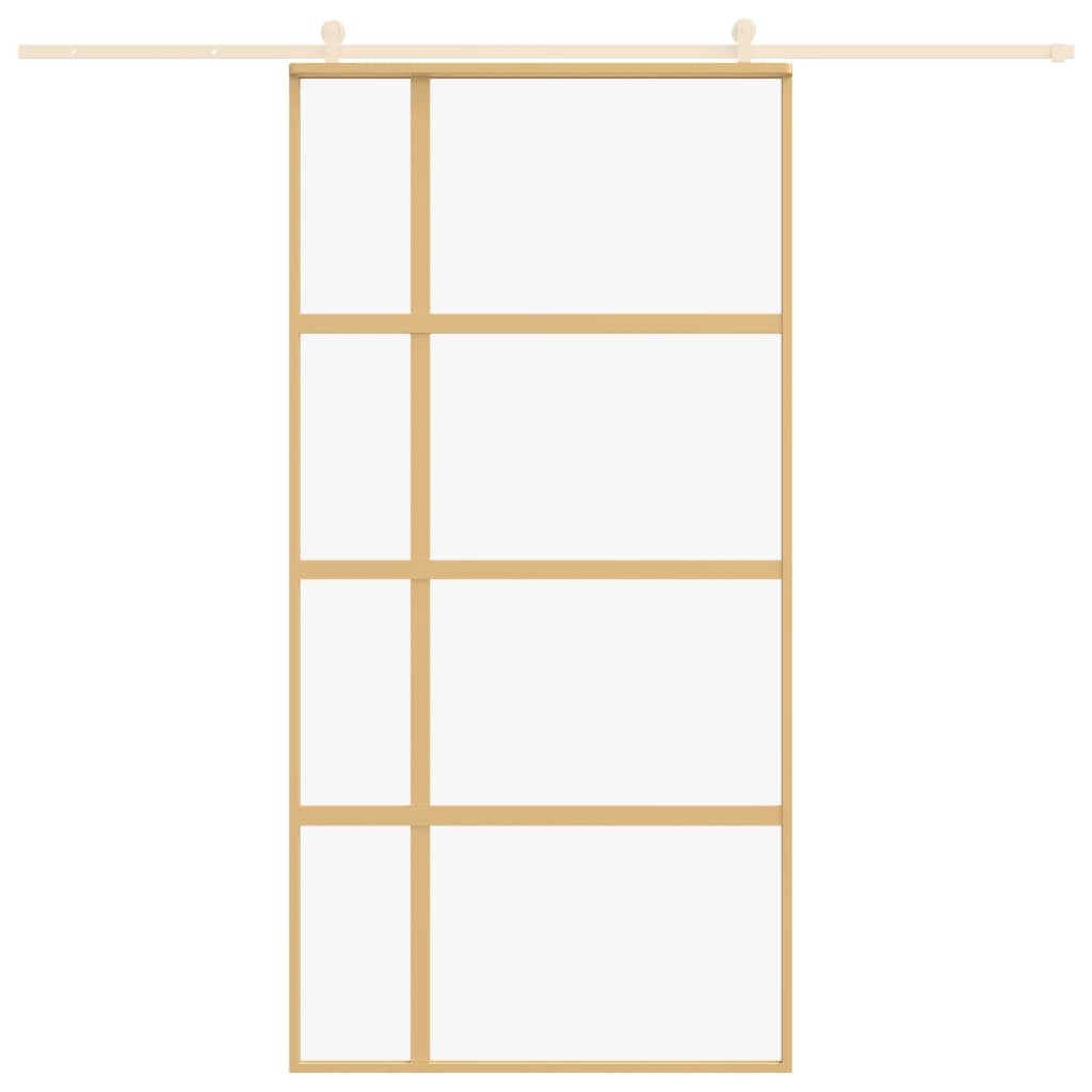 vidaXL Schuifdeur 102,5x205 cm helder ESG-glas en aluminium goudkleur afbeelding
