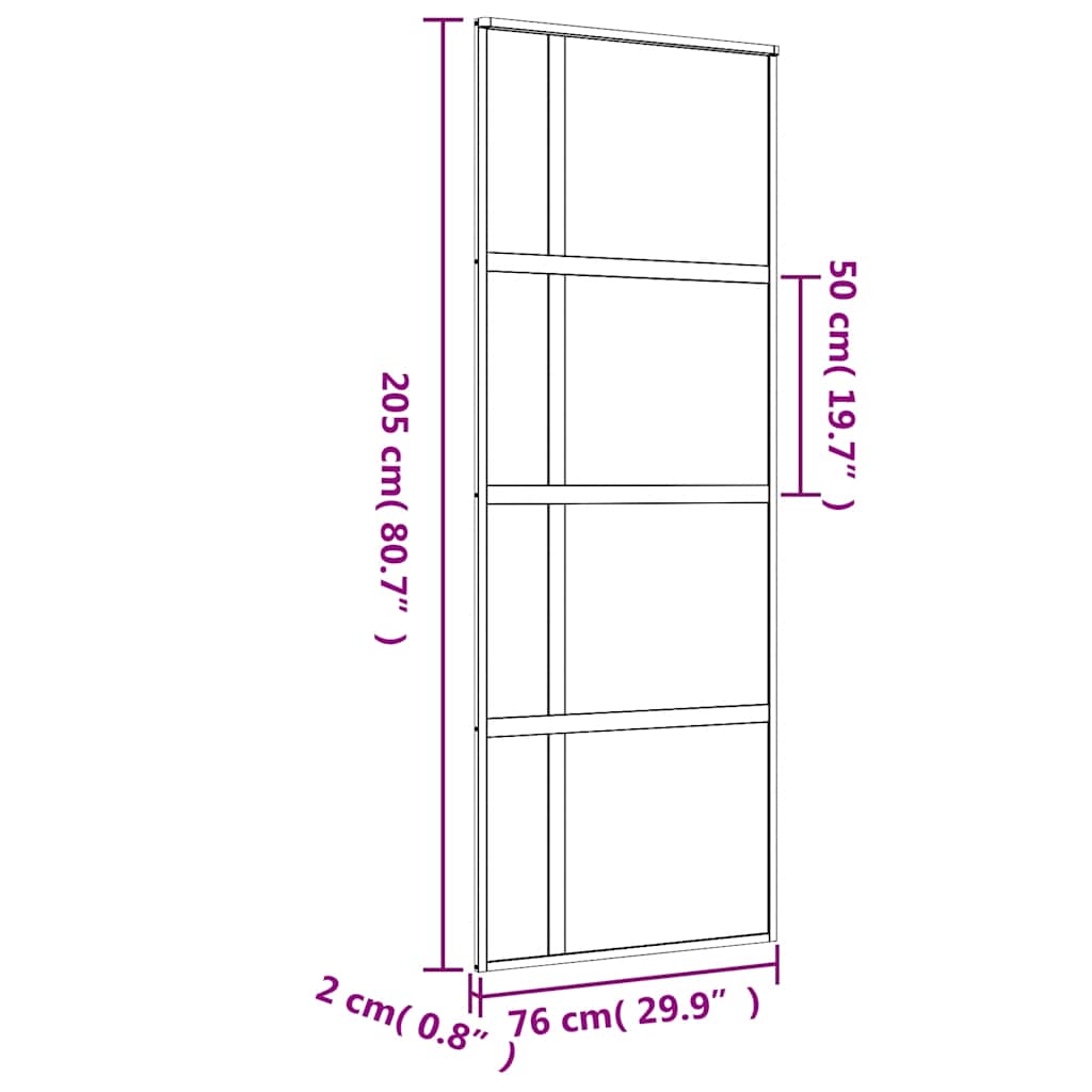Posuvné dveře zlaté 76 x 205 cm mléčné ESG sklo a hliník - obrázek 9