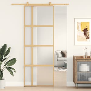 vidaXL liuguks, kuldne, 76x205 cm, matt ESG-klaas ja alumiinium