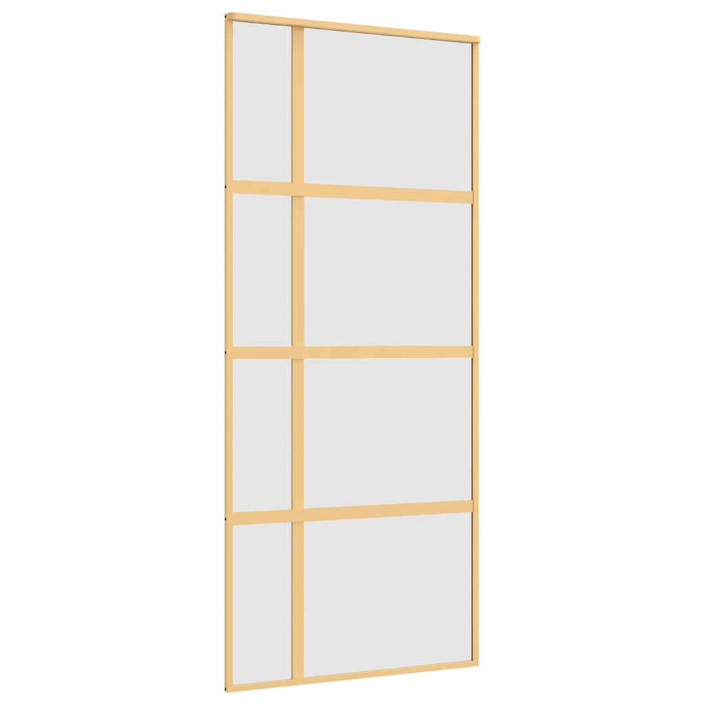 vidaXL Posuvné dveře zlaté 90 x 205 cm mléčné ESG sklo a hliník