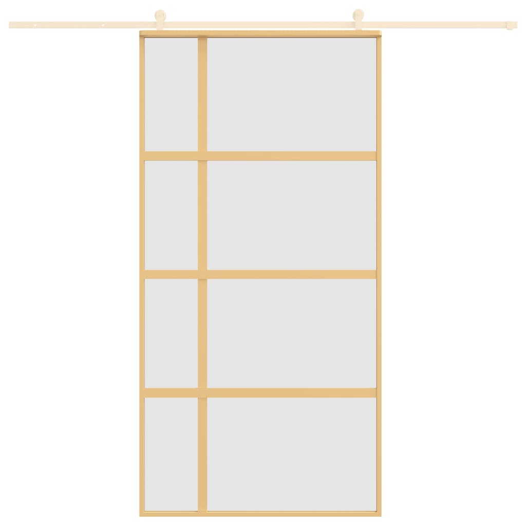 vidaXL Schuifdeur 102,5x205 cm mat ESG-glas en aluminium goudkleurig afbeelding