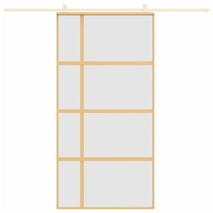 Posuvné dveře zlaté 102,5 x 205 cm mléčné ESG sklo a hliník - obrázek 3