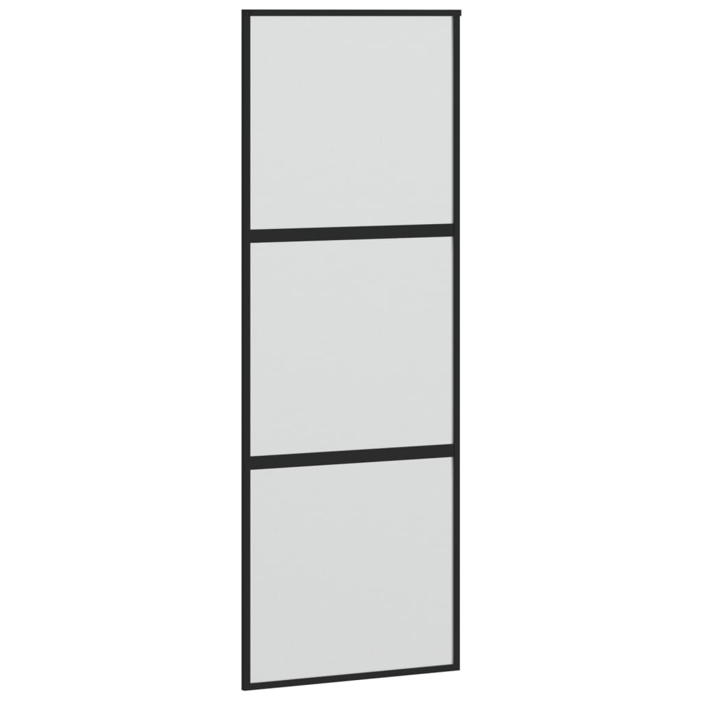 Ușă glisantă, negru, 76×205 cm, sticlă securizată și aluminiu