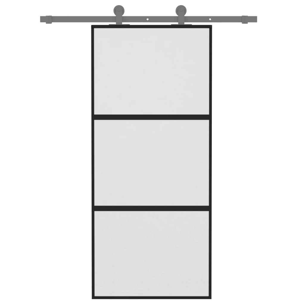 vidaXL Schuifdeur 90x205 cm gehard glas en aluminium zwart afbeelding