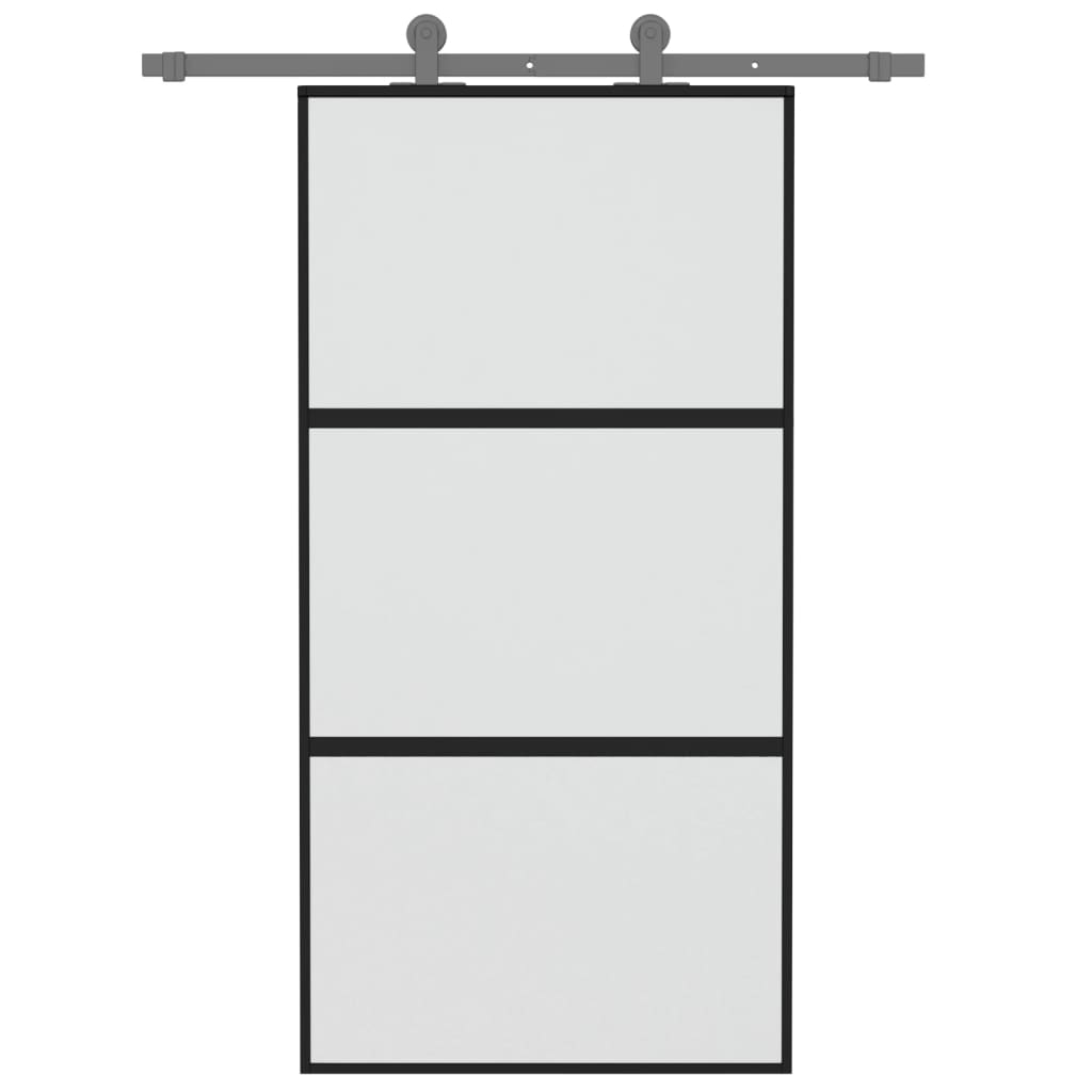vidaXL Schuifdeur 102,5x205 cm gehard glas en aluminium zwart afbeelding