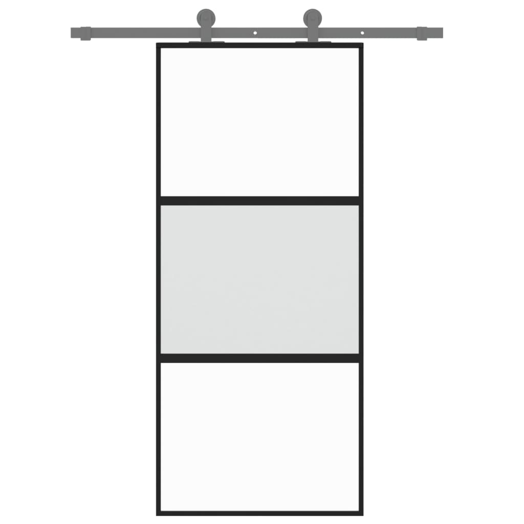 vidaXL Schuifdeur 90x205 cm gehard glas en aluminium zwart afbeelding