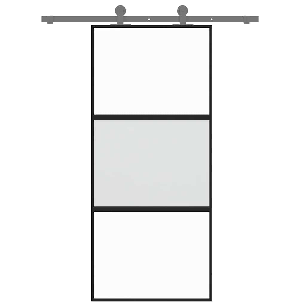 vidaXL Liukuovi musta 90x205 cm karkaistu lasi ja alumiini