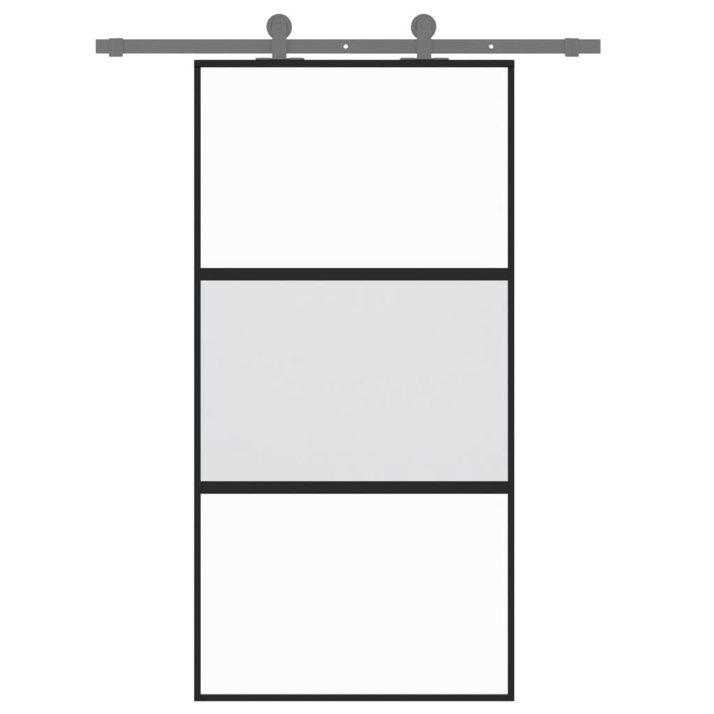 vidaXL Schuifdeur 102,5x205 cm gehard glas en aluminium zwart afbeelding
