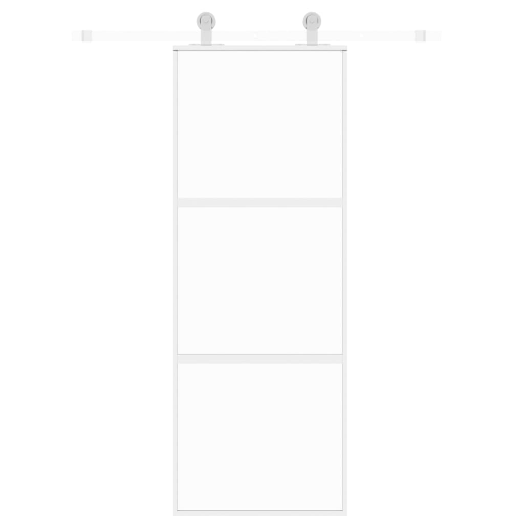 vidaXL Schuifdeur 76x205 cm gehard glas en aluminium wit afbeelding