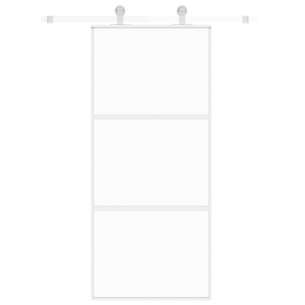 vidaXL Schuifdeur 90x205 cm gehard glas en aluminium wit afbeelding