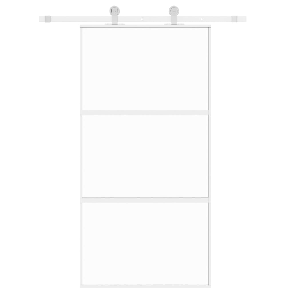 vidaXL Schuifdeur 102,5x205 cm gehard glas en aluminium wit afbeelding