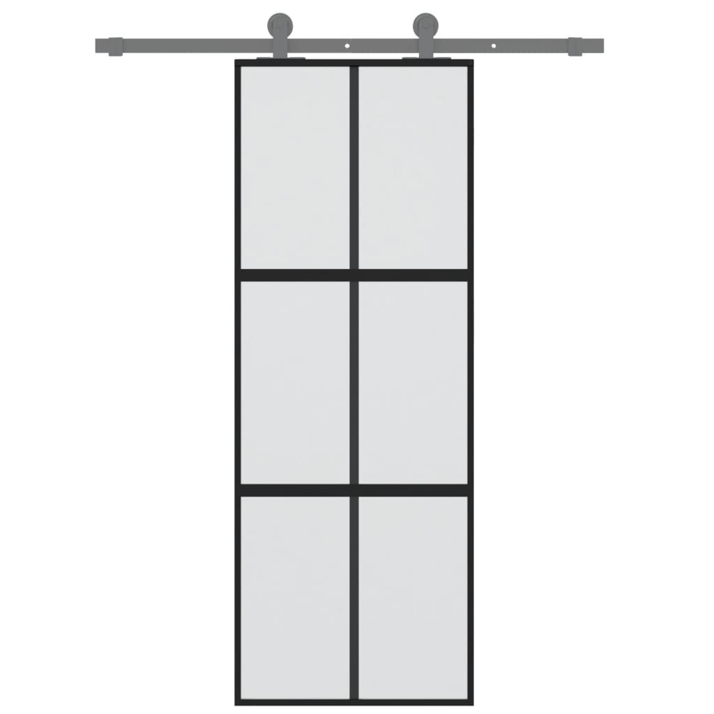 vidaXL Schuifdeur 76x205 cm gehard glas en aluminium zwart afbeelding