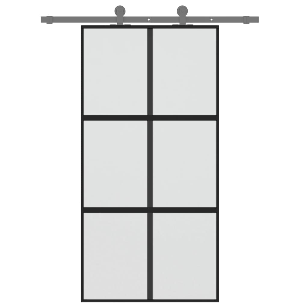 vidaXL Schuifdeur 102,5x205 cm gehard glas en aluminium zwart afbeelding