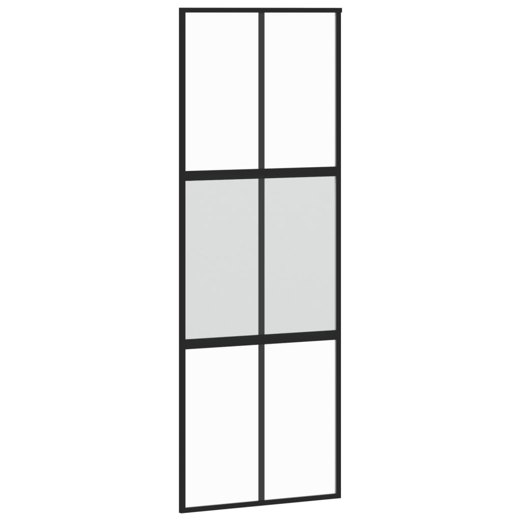 Ușă glisantă, negru, 76×205 cm, sticlă securizată și aluminiu