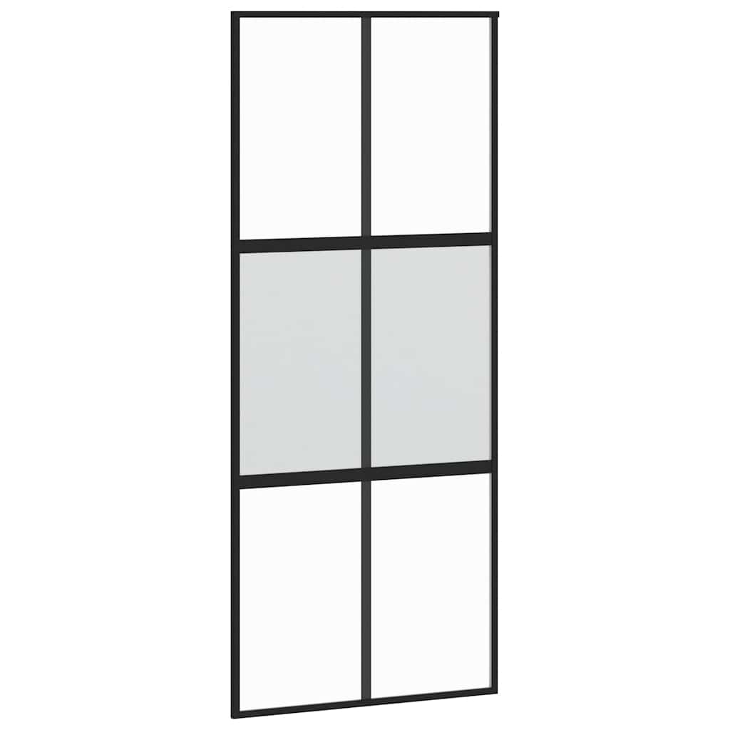 vidaXL Posuvné dveře černé 90 x 205 cm tvrzené sklo a hliník
