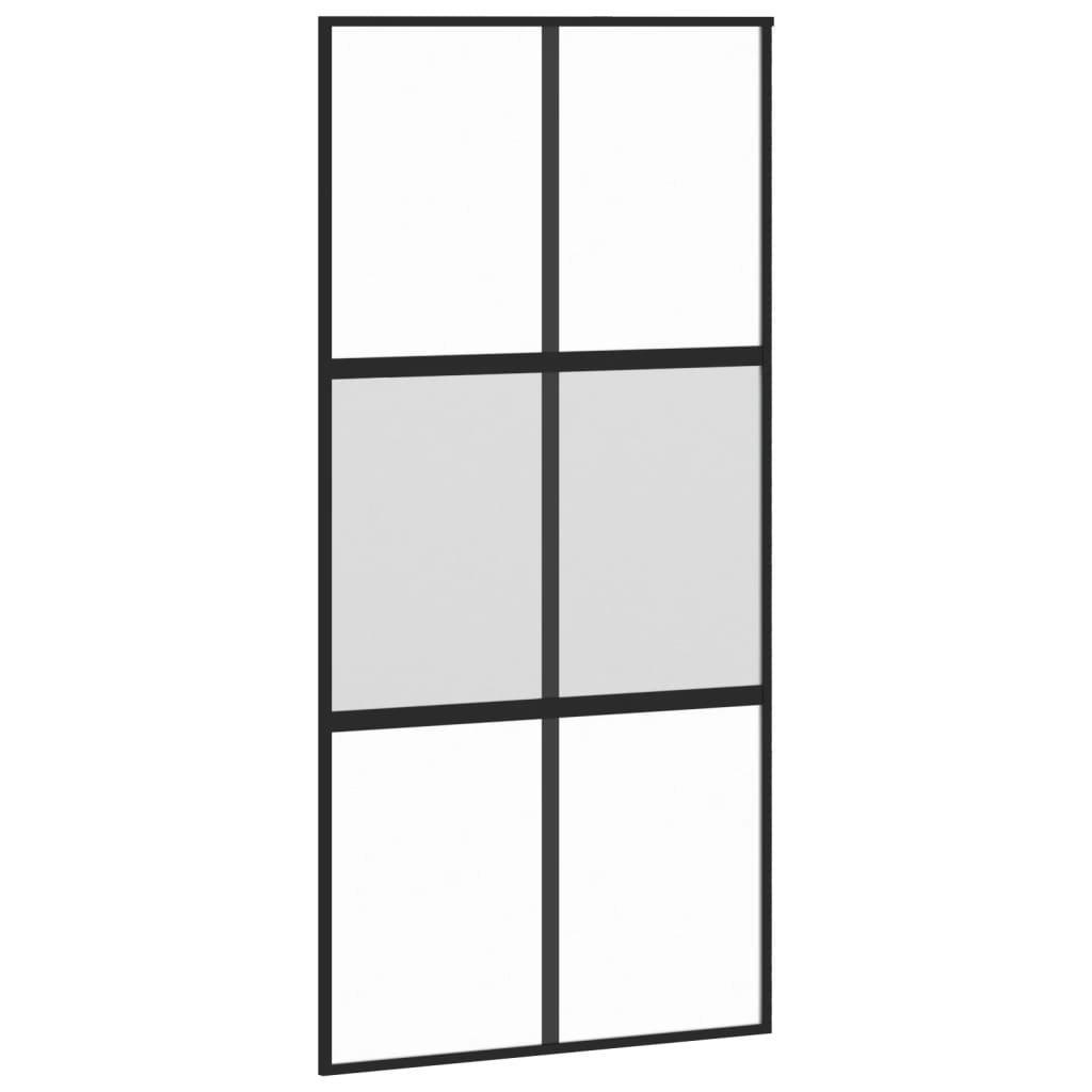 Ușă glisantă, negru, 102,5×205 cm, sticlă securizată/aluminiu
