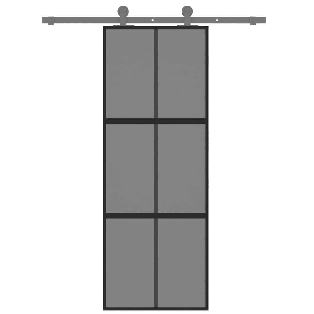 vidaXL Schuifdeur 76x205 cm gehard glas en aluminium zwart afbeelding