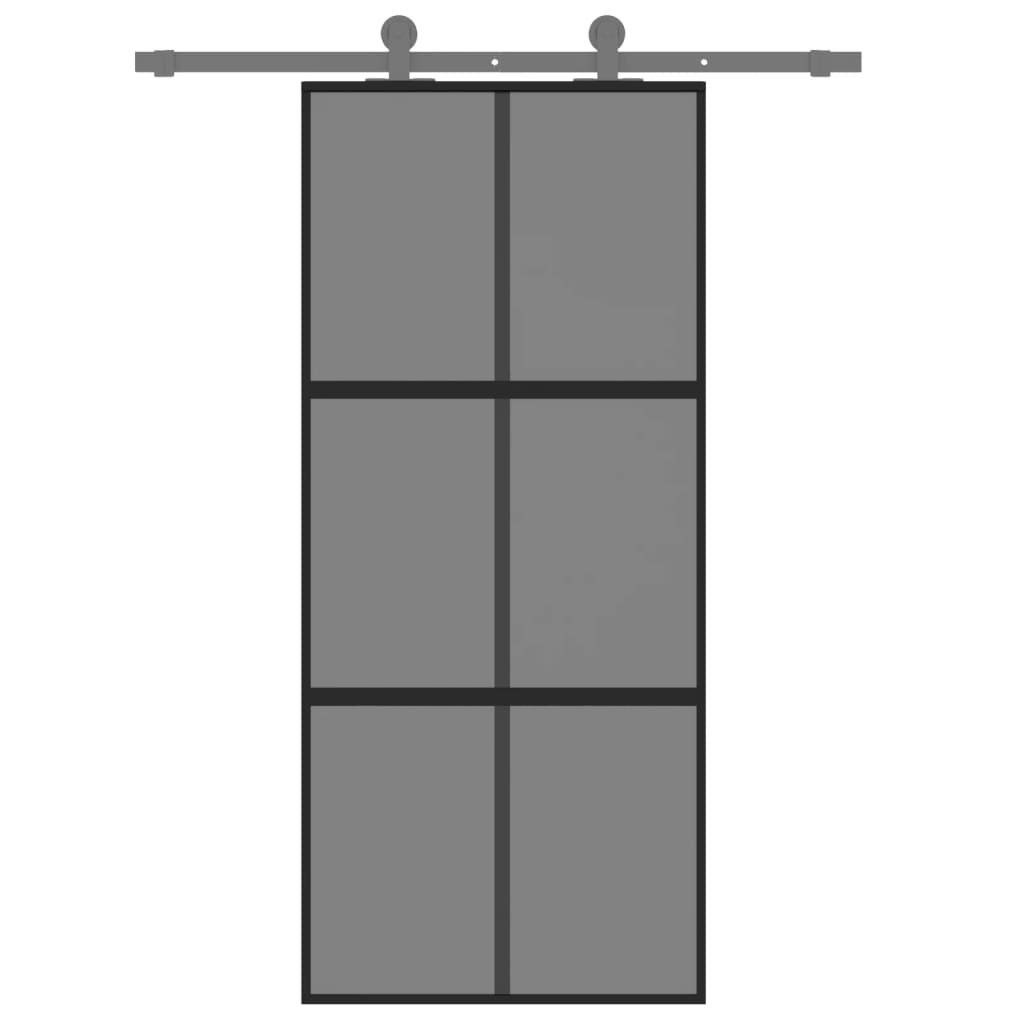 vidaXL Schuifdeur 90x205 cm gehard glas en aluminium zwart afbeelding