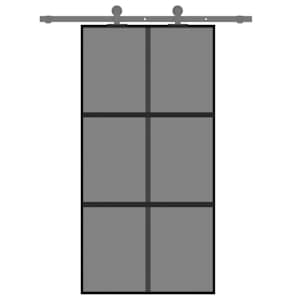 Posuvné dveře černé 102,5 x 205 cm tvrzené sklo a hliník - obrázek 7