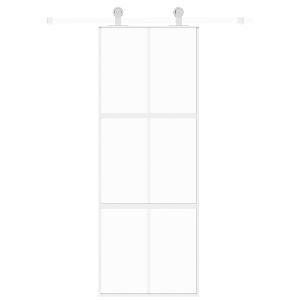 vidaXL Schuifdeur 76x205 cm gehard glas en aluminium wit afbeelding