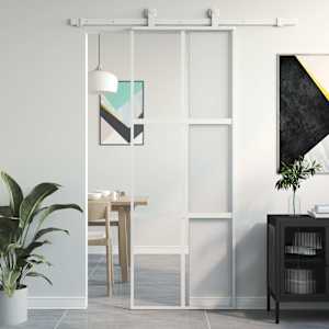 vidaXL l&uuml;kanduks, valge, 76 x 205 cm, karastatud klaas ja alumiinium