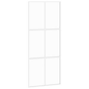 Posuvné dveře bílé 90 x 205 cm tvrzené sklo a hliník - obrázek 2