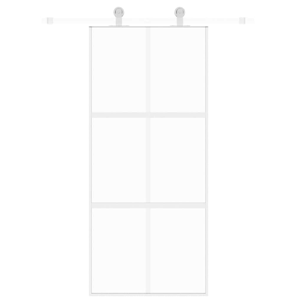 vidaXL Liukuovi valkoinen 90x205 cm karkaistu lasi ja alumiini