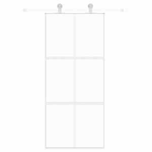 Posuvné dveře bílé 90 x 205 cm tvrzené sklo a hliník - obrázek 8